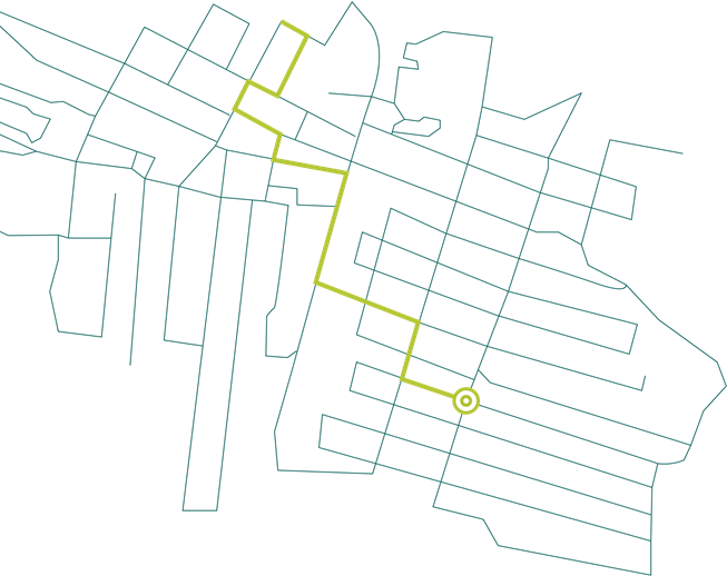 Street map in aerial view